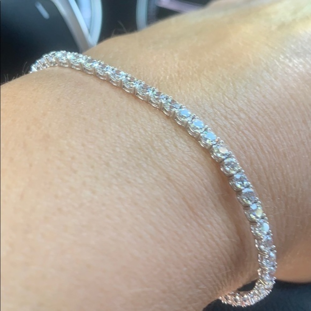 3mm 14K White Gold Round Tennis Bracelet 7” inches